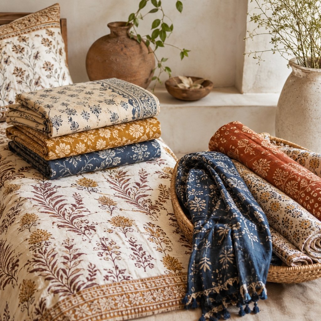 Famous Bhairavgarh Batik and Block prints stoles bedsheets sarees